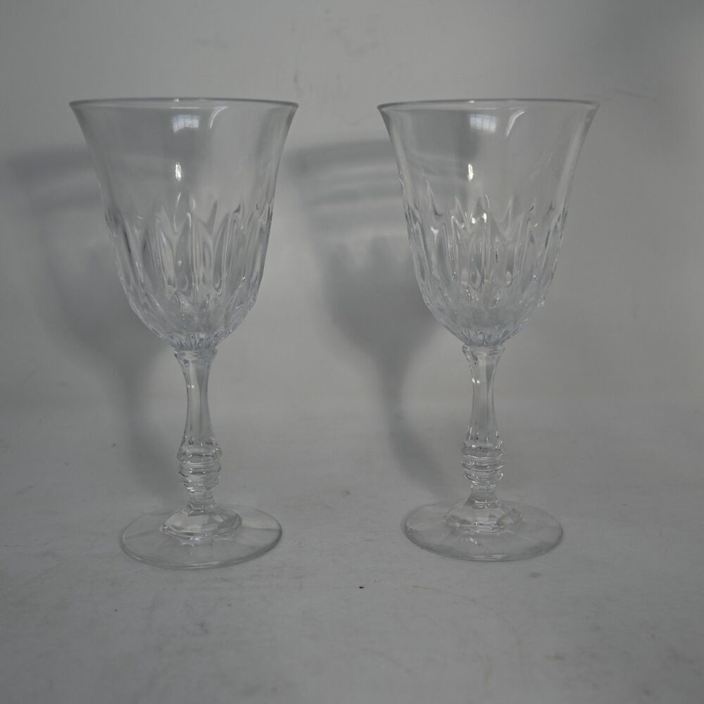 Set of 2 Gorham Lady Anne Crystal Water Goblets 7 5/8" Wine Glasses